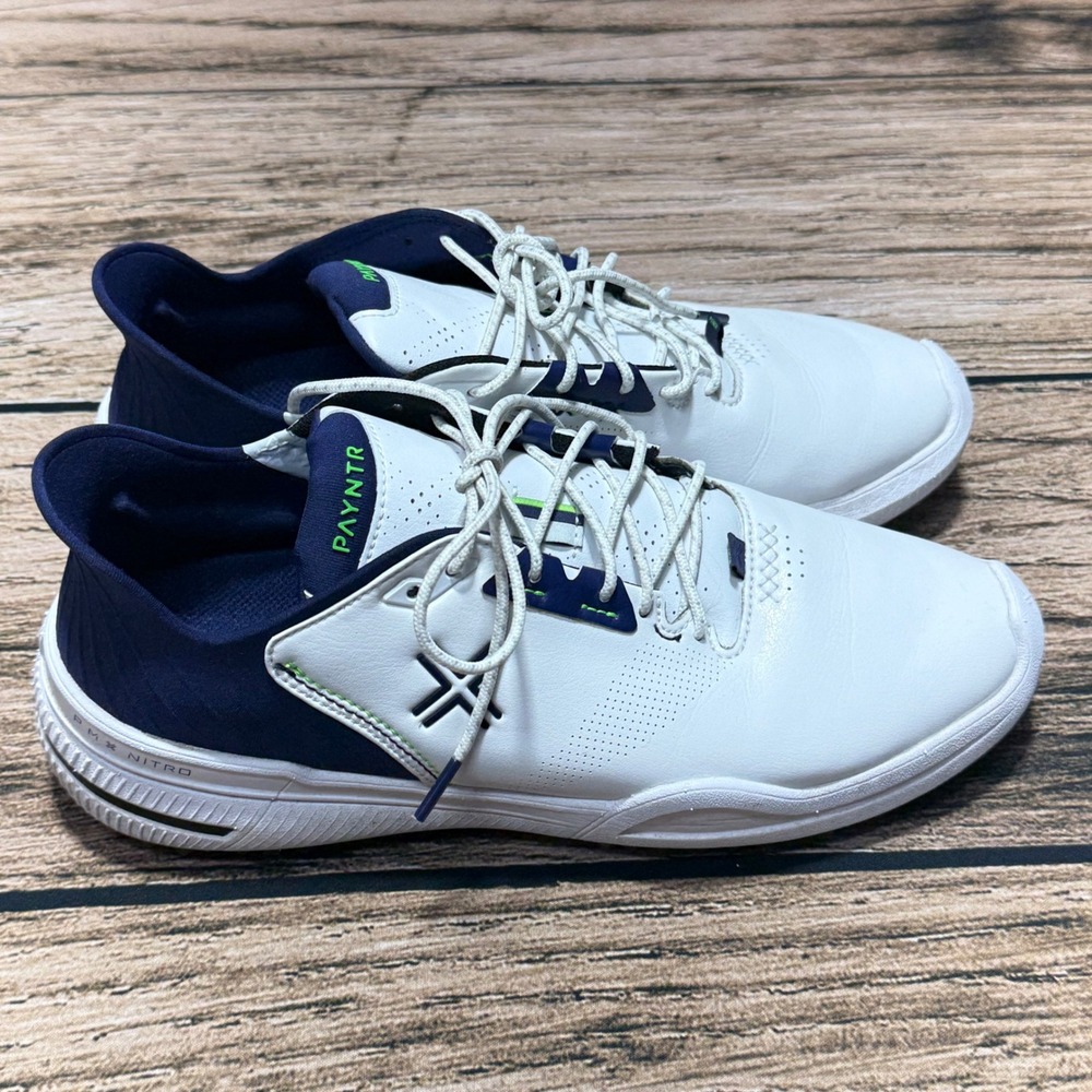 Payntr X 005 F Golf Shoes Mens 8 Wide White Navy Spikeless Nitro+ 40019